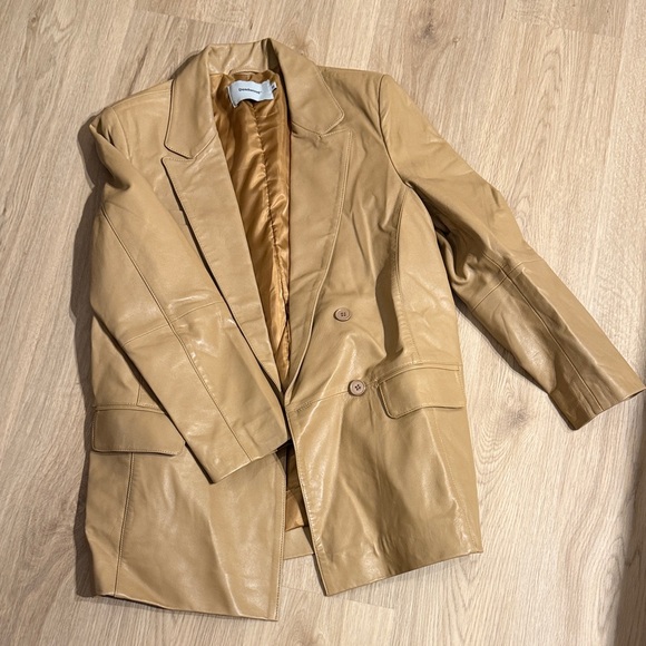 Tan Leather Blazer - Picture 1 of 5